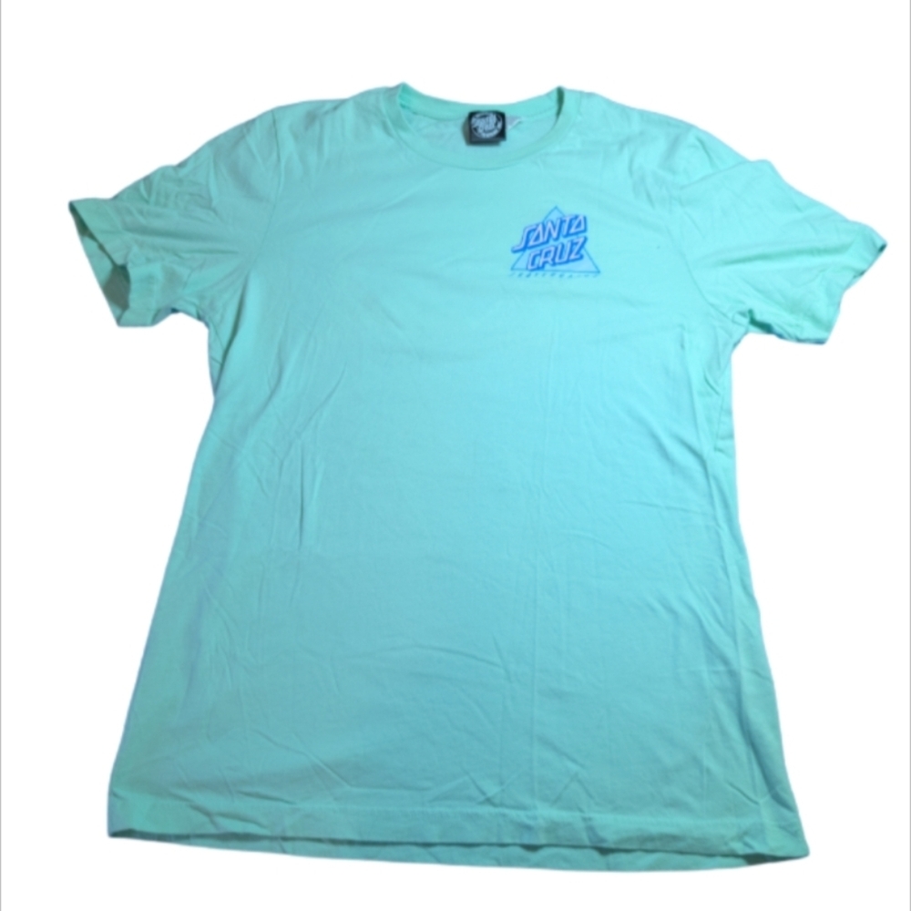 Santa Cruz Skateboards Graphic T-Shirt Mint Green Triangle Logo Size L EUC